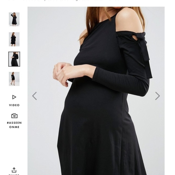 Maternity black cold shoulder dress - Picture 4 of 6